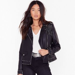 Nasty Gal Vegan Leather Fringe Jacket